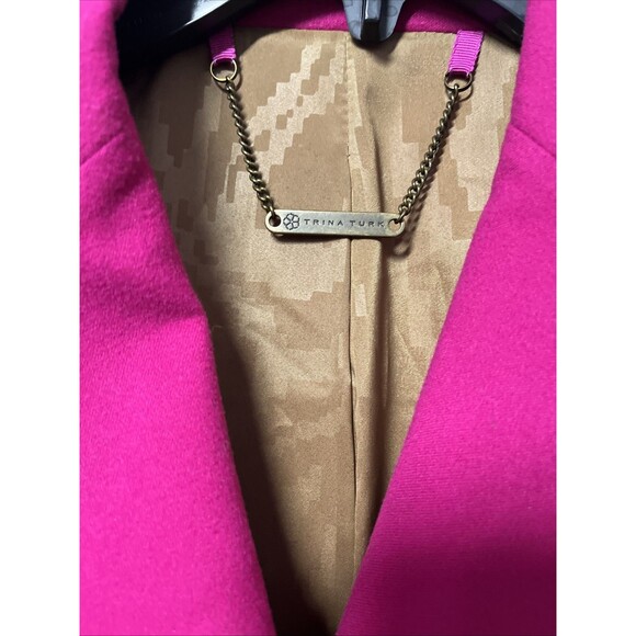 Trina Turk Asymmetrical Two Button Front Blazer Fuchsia Size 6 - Picture 3 of 10